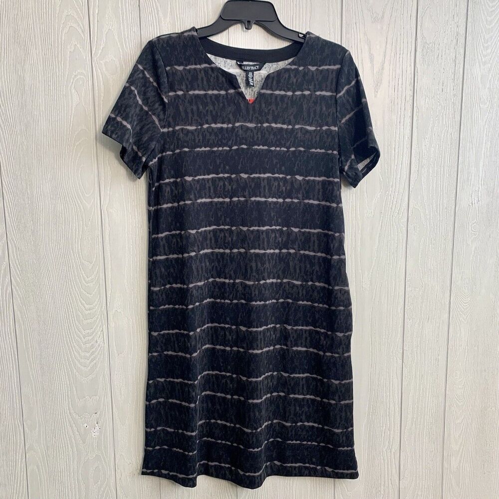 Ellen Tracy Black Gray Short Sleeve Dress Size Medium NWT